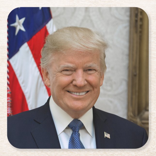 Porta-copo De Papel Quadrado Donald Trump Presidente dos EUA Casa Branca MAGA 2 (Frente)