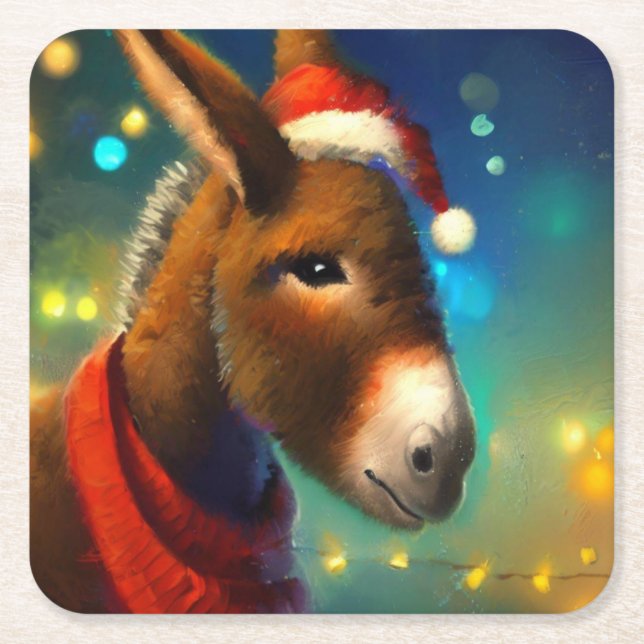 Porta-copo De Papel Quadrado Donkey Natal 3 (Frente)