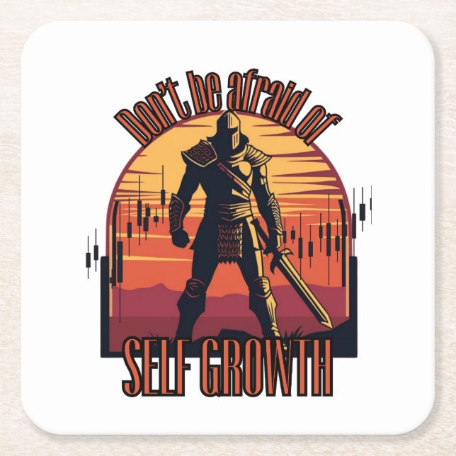 Porta-copo De Papel Quadrado Dont be afraid of self growth | Trade motivation  (Frente)