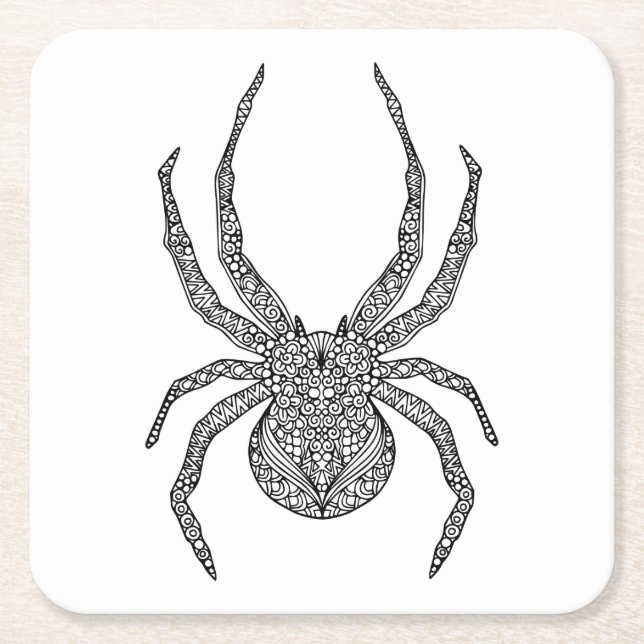 Porta-copo De Papel Quadrado Doodle da aranha (Frente)