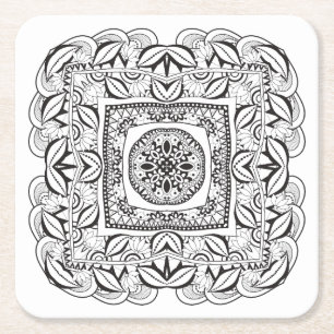 Porta-copo De Papel Quadrado Doodle quadrado decorativo bonito