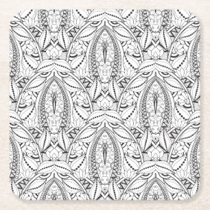 Porta-copo De Papel Quadrado Doodle tribal abstrato