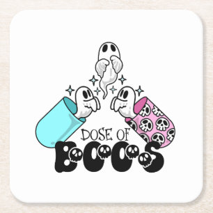Porta-copo De Papel Quadrado Dose de Boos Ghost Cápsula Halloween