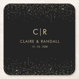 Porta-copo De Papel Quadrado Dourado Casamento Elegante Glitter