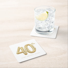 Porta-copo De Papel Quadrado Dourado Partido Balão aniversário de 40 anos de 40