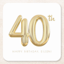 Porta-copo De Papel Quadrado Dourado Partido Balão aniversário de 40 anos de 40