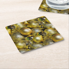 Porta-copo De Papel Quadrado Dourados Baubles de Natal