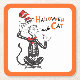Porta-copo De Papel Quadrado Dr. Seuss Gato de Halloween no Chapéu