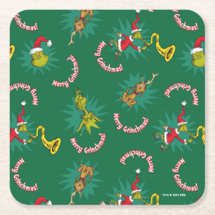 Porta-copo De Papel Quadrado Dr. Seuss Grinch Padrão Alegre Natal Grinch