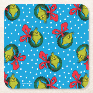 Porta-copo De Papel Quadrado Dr. Seuss Grinch Padrão de Coroa de Natal