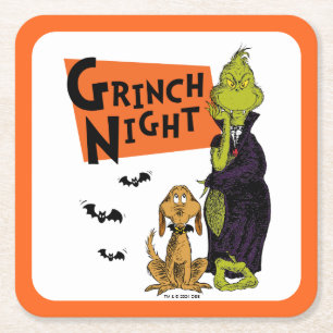 Porta-copo De Papel Quadrado Dr. Seuss Noite do Grinch no Halloween Gráfico