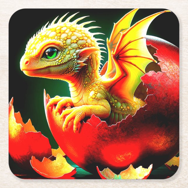 Porta-copo De Papel Quadrado Dragão (Frente)