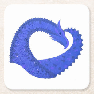 Porta-copo De Papel Quadrado Dragão azul no branco