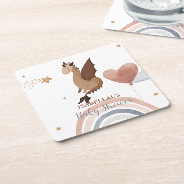 Porta-copo De Papel Quadrado Dragão bonito, chá de fraldas de rapazes africanos (Inclinado)