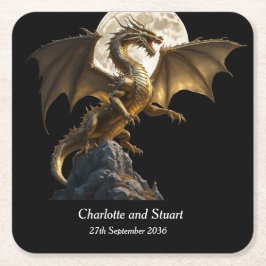 Porta-copo De Papel Quadrado Dragão Feroz Erguendo-se