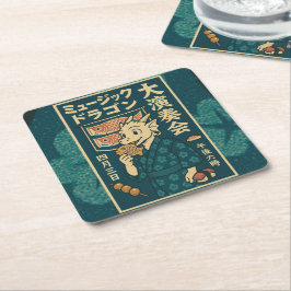 Porta-copo De Papel Quadrado Dragão japonês retrô