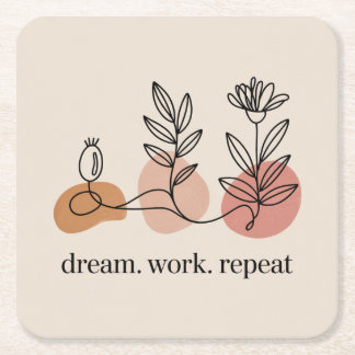 Porta-copo De Papel Quadrado Dream. Work. Repeat