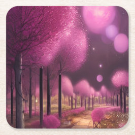 Porta-copo De Papel Quadrado Dreamy Pink Nightscape