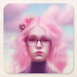 Porta-copo De Papel Quadrado Dreamy Rosa