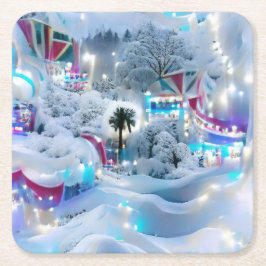 Porta-copo De Papel Quadrado Dreamy Winter Wonderland Lights