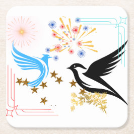 Porta-copo De Papel Quadrado Duas Aves Majestosas