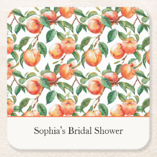 Porta-copo De Papel Quadrado Ducha de Noiva de Frutas Pêssegos