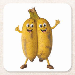 Porta-copo De Papel Quadrado Duo de Bananas Conjugadas de Comédia