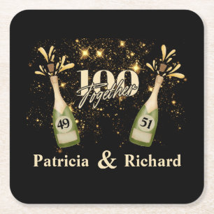 Porta-copo De Papel Quadrado Dupla Celebração de Aniversário Conjunta Duas Veze