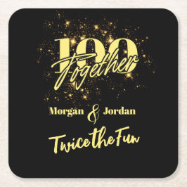 Porta-copo De Papel Quadrado Dupla Celebração de Aniversário Conjunta Duas Veze