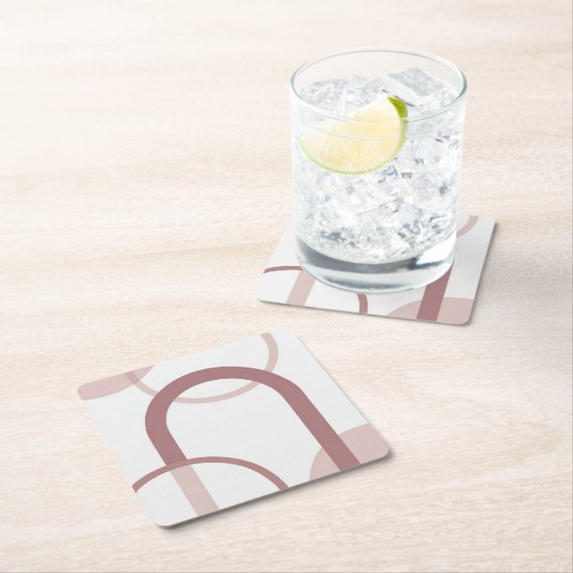 Porta-copo De Papel Quadrado Dusty Pink Abstract Arch Coaster Set (Insitu)