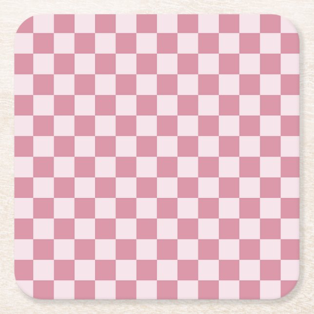 Porta-copo De Papel Quadrado Dusty rose checkerboard pattern (Frente)