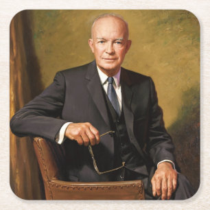 Porta-copo De Papel Quadrado Dwight Eisenhower Presidente da Casa Branca Retrat