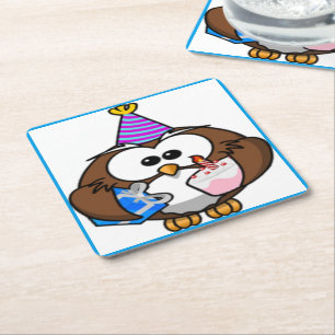 PORTA-COPO DE PAPEL QUADRADO "É MEU ANIVERSÁRIO" OWL