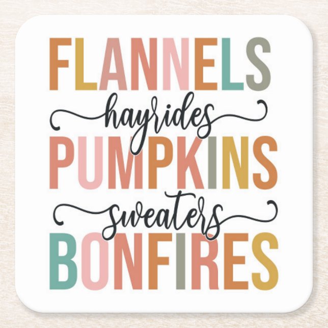 Porta-copo De Papel Quadrado É outono de novo (Frente)