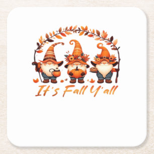 Porta-copo De Papel Quadrado É "Pumpkin Gnomo Autumn Tree Funny Fa"