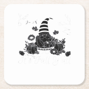 Porta-copo De Papel Quadrado É "Pumpkin Gnomo Autumn Tree Hello Fa"