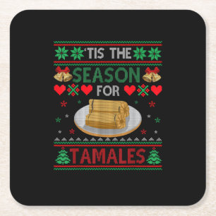 Porta-copo De Papel Quadrado É Temporada Para Tamales Piada De Natal Comida
