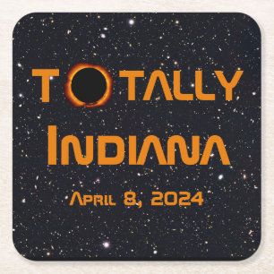 Porta-copo De Papel Quadrado Eclipse Solar 2024 de Indiana Total