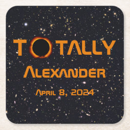 Porta-copo De Papel Quadrado Eclipse Solar 2024 Totalmente Pessoal