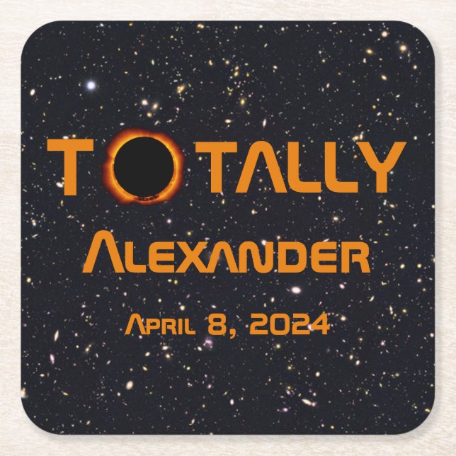 Porta-copo De Papel Quadrado Eclipse Solar 2024 Totalmente Pessoal (Frente)