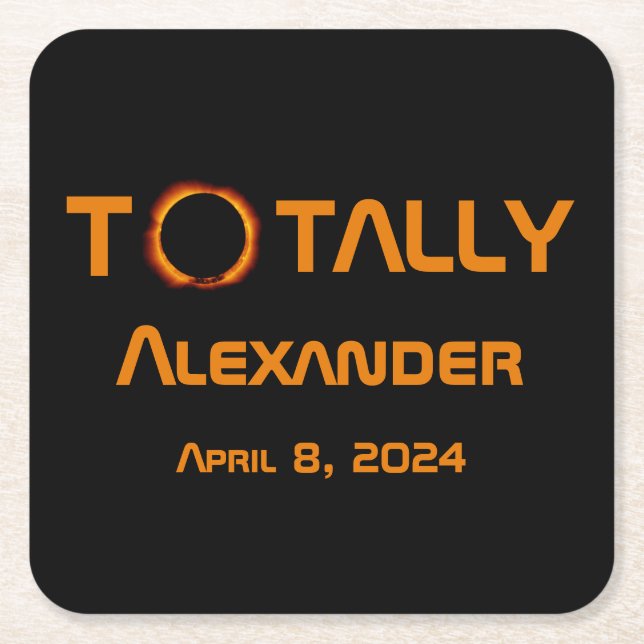 Porta-copo De Papel Quadrado Eclipse Solar 2024 Totalmente Pessoal (Frente)