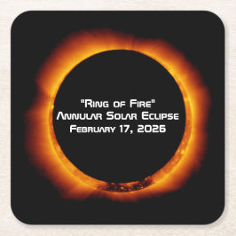 Porta-copo De Papel Quadrado Eclipse Solar Anelar de Fogo de 2026