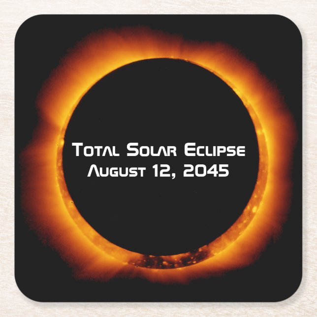 Porta-copo De Papel Quadrado Eclipse Solar Total 2045 (Frente)