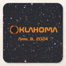 Porta-copo De Papel Quadrado Eclipse Solar Total de 2024 de Oklahoma
