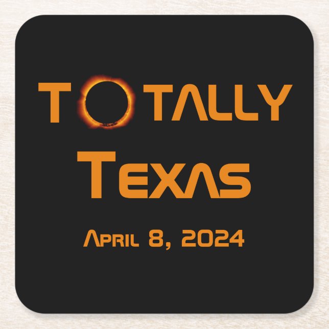 Porta-copo De Papel Quadrado Eclipse Solar Totalmente Texas 2024 (Frente)