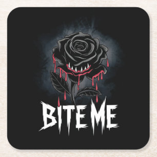 Porta-copo De Papel Quadrado Edgy 'Bite Me' Gótico Rosa