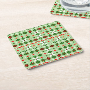 Porta-copo De Papel Quadrado Edição 4 do Natal Fair Isle Escandinavo