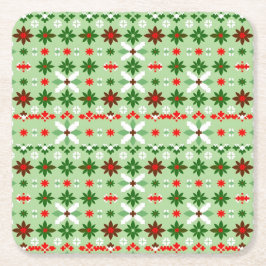 Porta-copo De Papel Quadrado Edição 4 do Natal Fair Isle Escandinavo