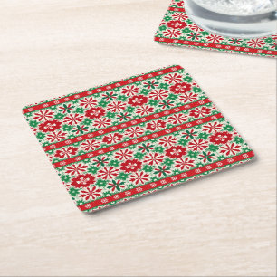 Porta-copo De Papel Quadrado Edição de Natal 2 da Fair Isle Escandinava