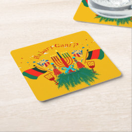 Porta-copo De Papel Quadrado Editar Grupo de Kwanzaa Correspondente ao Texto